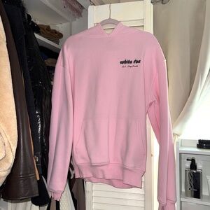 White Fox Hoodie in Pink and Gray